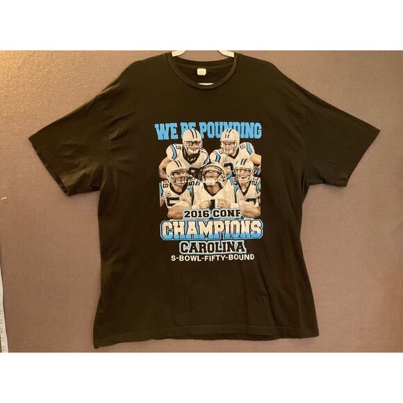 Carolina Football Champions 2016 Shirt XXL Panthers Super Bowl Fifty Black Tee - Picture 1 of 6